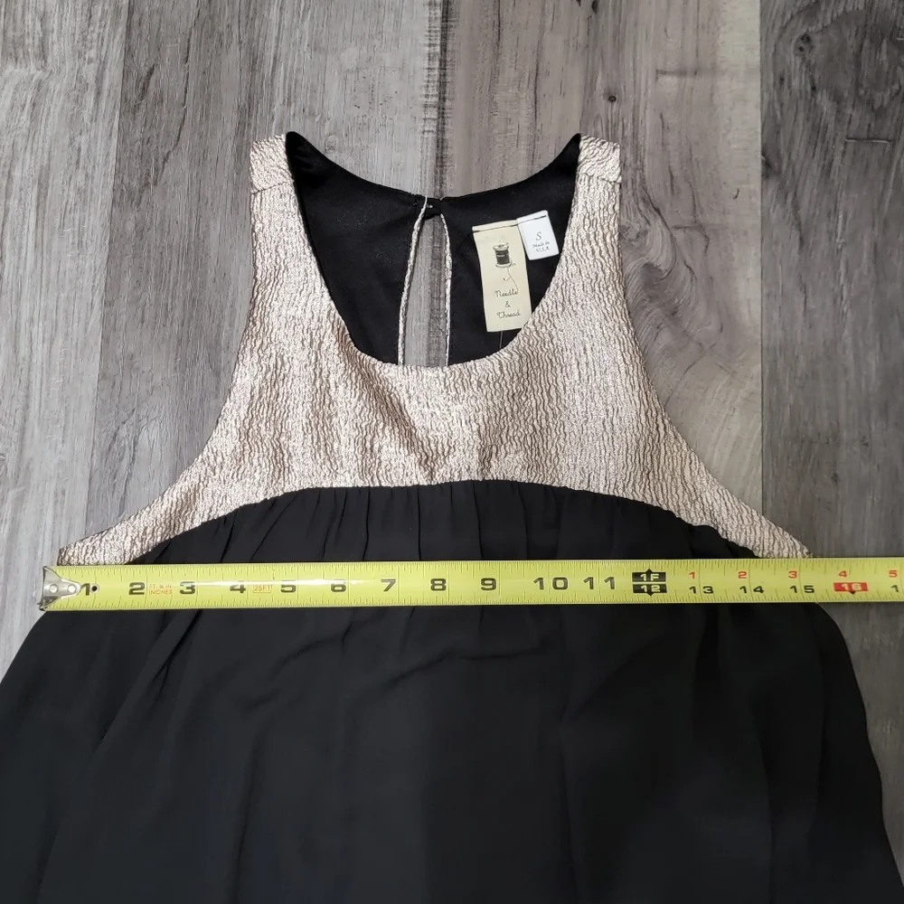 Needle & Thread Black & Gold Chiffon Swing Dress - Picture 8 of 11